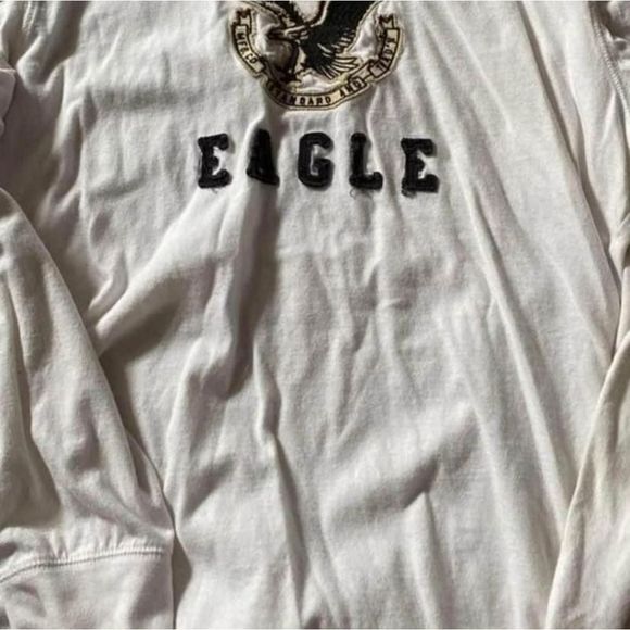 American Eagle men's size 2xl long sleeve tshirt embroidery graphics white guc - Picture 2 of 2